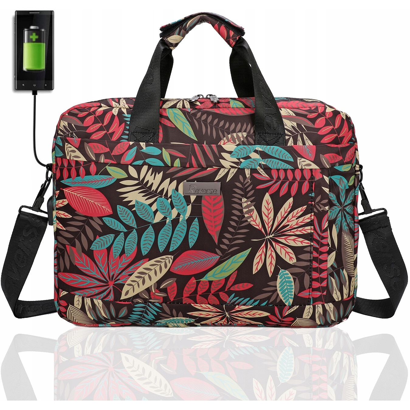 Geanta laptop Reverse, 15.6", material Codura, cu port USB, neagra