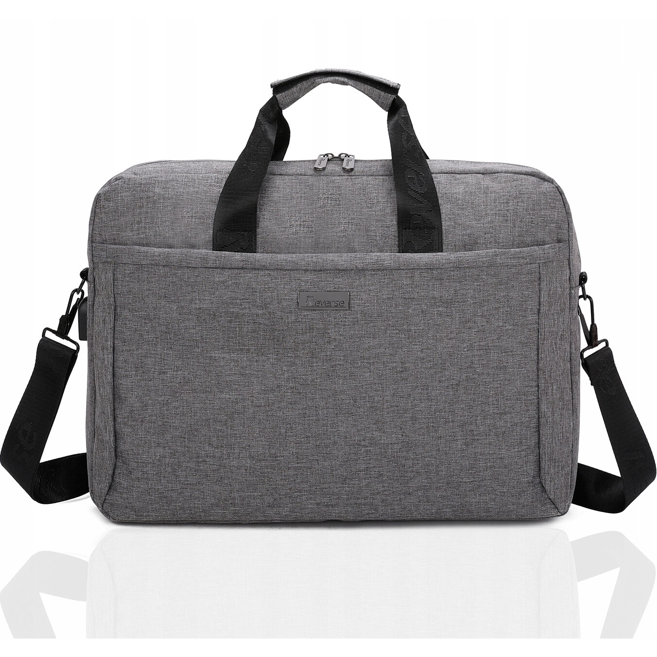 Geanta laptop Reverse, 17.3", material Codura 9000, cu port USB, neagra, 42x31x5cm