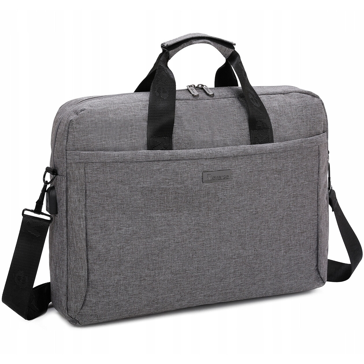 Geanta laptop Reverse, 17.3", material Codura 9000, cu port USB, neagra, 42x31x5cm