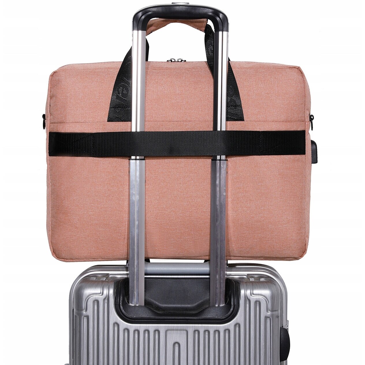 Geanta laptop Reverse 17.3", material Codura, cu port USB, neagra, 42x31x5cm