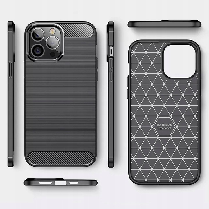 Forcell Carbon telefontok iPhone 12 Pro Max-hoz, TPU, ütésálló, fekete