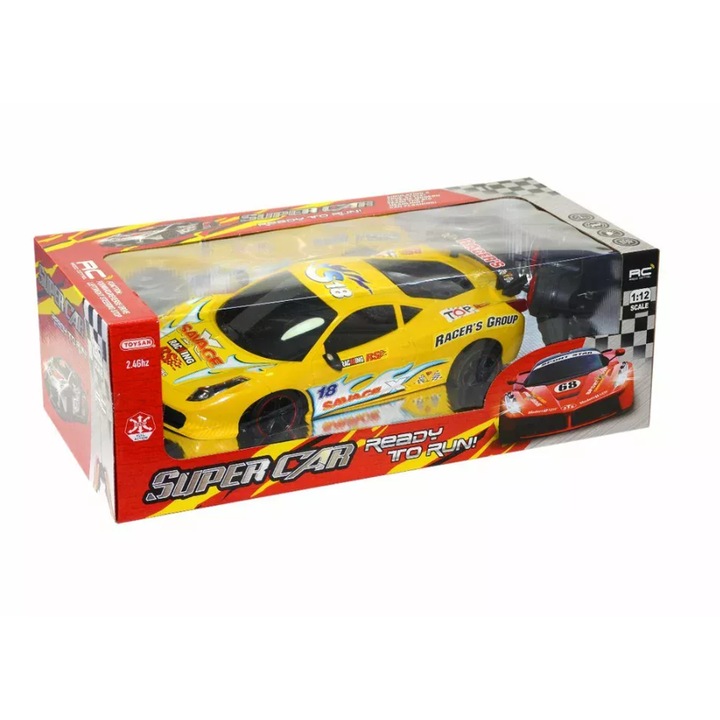 Masina cu telecomanda, SuperCar, 1:12, galbena, Toysan