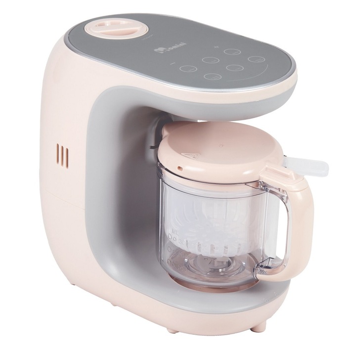 6 az 1-ben pároló és turmixgép Momini babáknak, NUTRIBLEND, űrtartalom 300 ml, ételeket párol és pürésít, üvegeket sterilizál, kiolvasztás funkció, érintőképernyős vezérlés, könnyen tisztítható, rózsaszín