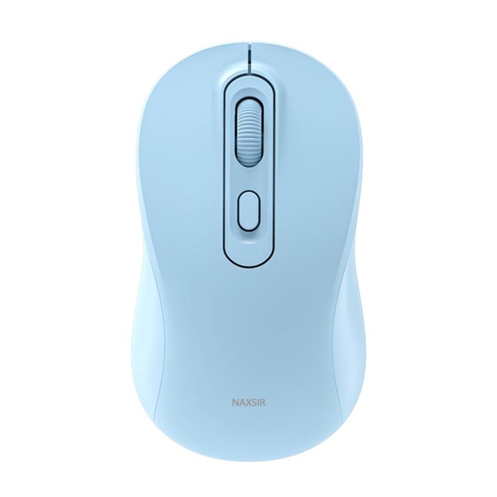 Безжична мишка, NAXSIR, 2 режима, BT 5.2/2.4Ghz, Регулируема 800/1200/1600DPI, Ергономичен дизайн, Безшумна, Презареждаема, 400 mAh, Син