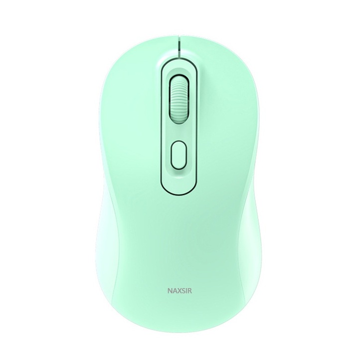 Безжична мишка, NAXSIR, 2 режима, BT 5.2/2.4Ghz, Регулируема 800/1200/1600DPI, Ергономичен дизайн, Безшумна, Презареждаема, 400 mAh, зелена