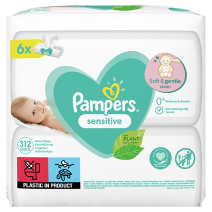 Pampers sensitive Servetele Umede 6 x 52 buc