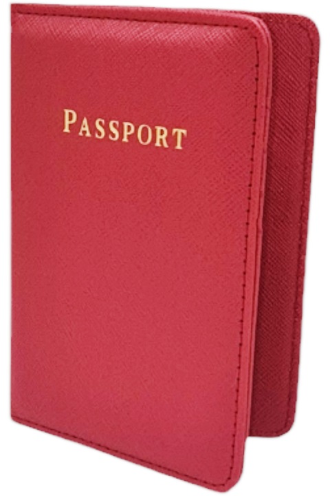 Husa pasaport, StarFashion, piele ecologica saffiano, 10x14x1 cm, rosu