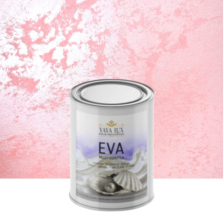 Vopsea decorativa de Lux, Eva Madreperla cu Fulgi de Sticla, Roz, 0, 5 Litri, YaYa Color