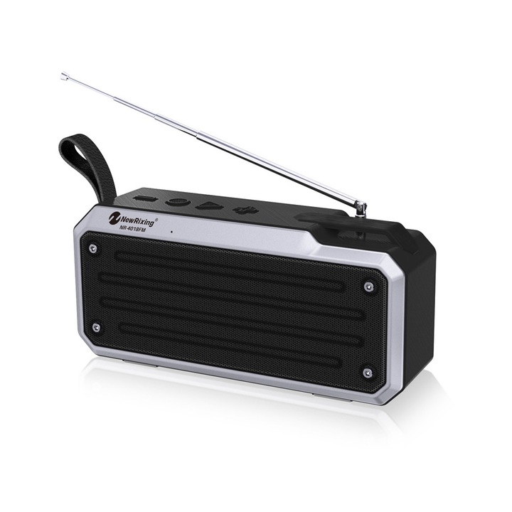 Boxa portabila Bluetooth, NewRixing NR4018FM, stereo, card TF, FM, AUX 35mm, U Disk, apeluri hands free, negru