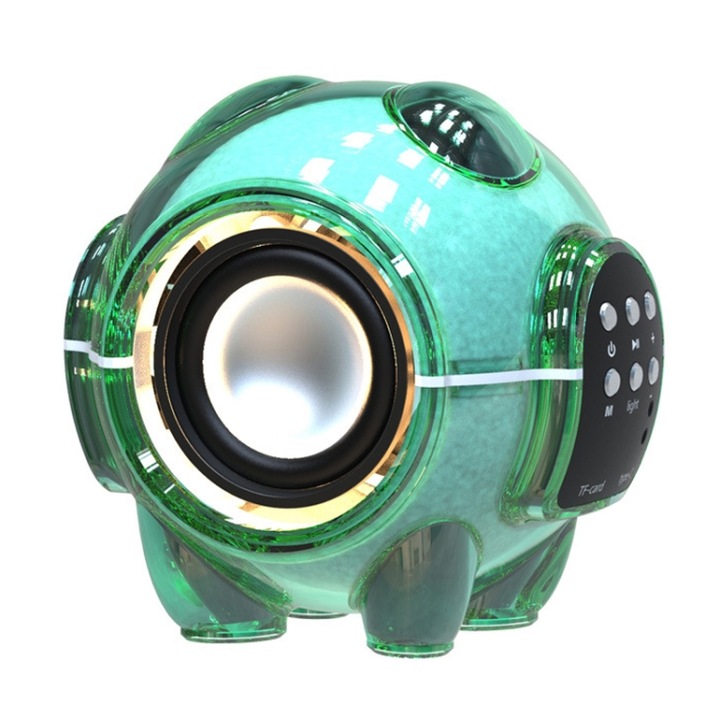 Boxa portabila Bluetooth, M18 Mini, in forma de Panda Spatial, wireless, de birou, audio in stilul desenelor animate, verde