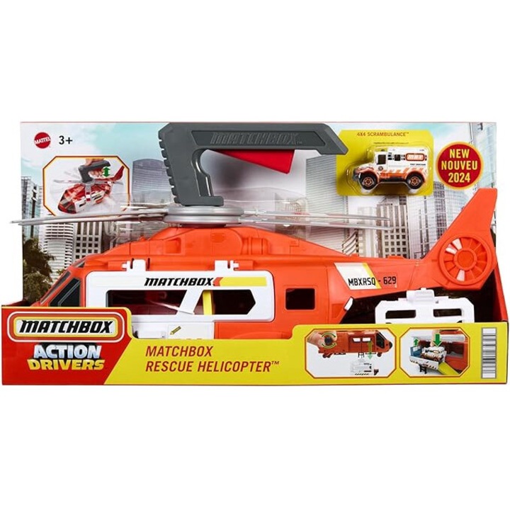 Спасителен хеликоптер Mattel, 40,5x11x22 см, многоцветен