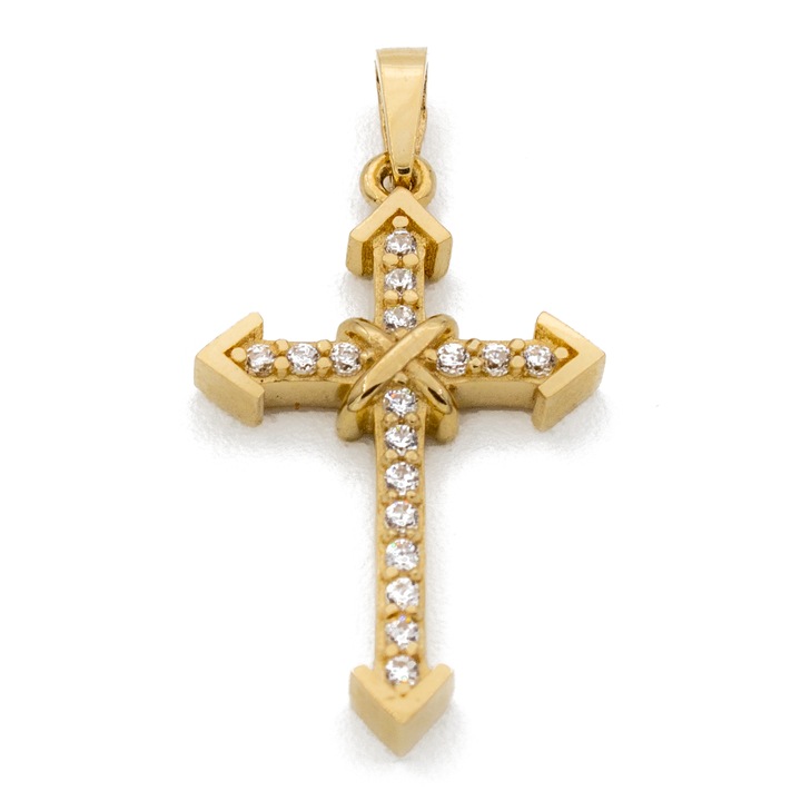 Cruce Aur Pietre Zirconia 14k