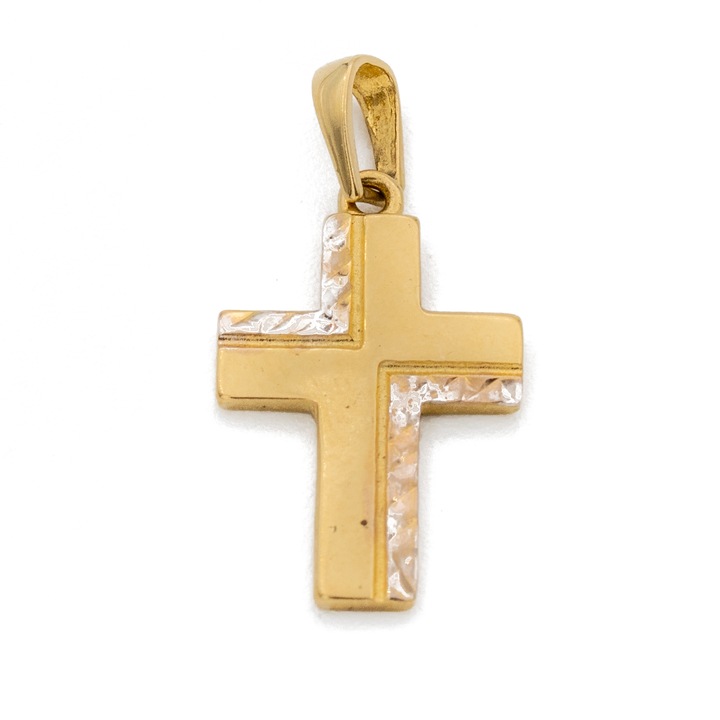 Cruce Aur Alb si Galben 14k