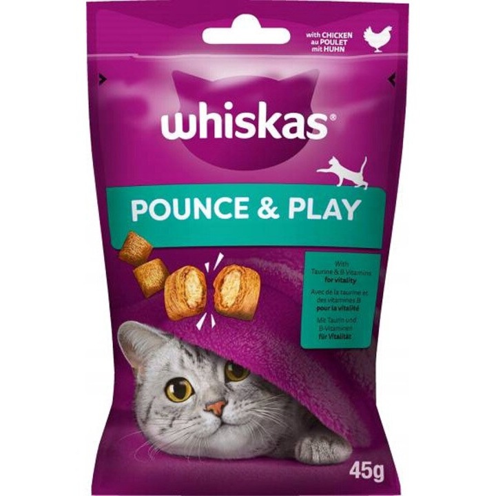 Hrana uscata pentru pisici, Whiskas, Aroma pui, 45 g