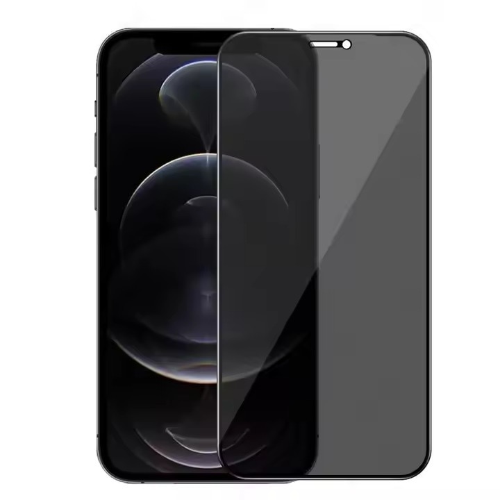 Folie de protectie din sticla PRIVACY, Compatibila cu iPhone 15, 9H, Protectie Profesionala, Calitate inalta, Full glue, Margini negre