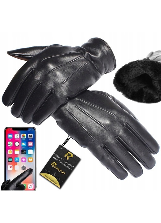 Manusi barbati, Reverse, din piele, Negru, One-Size
