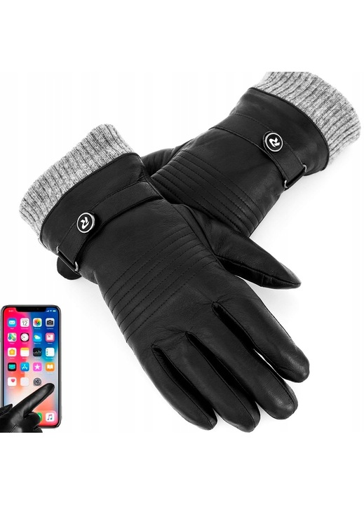 Manusi barbati, Reverse, din piele, captusite, negre, marimea XL