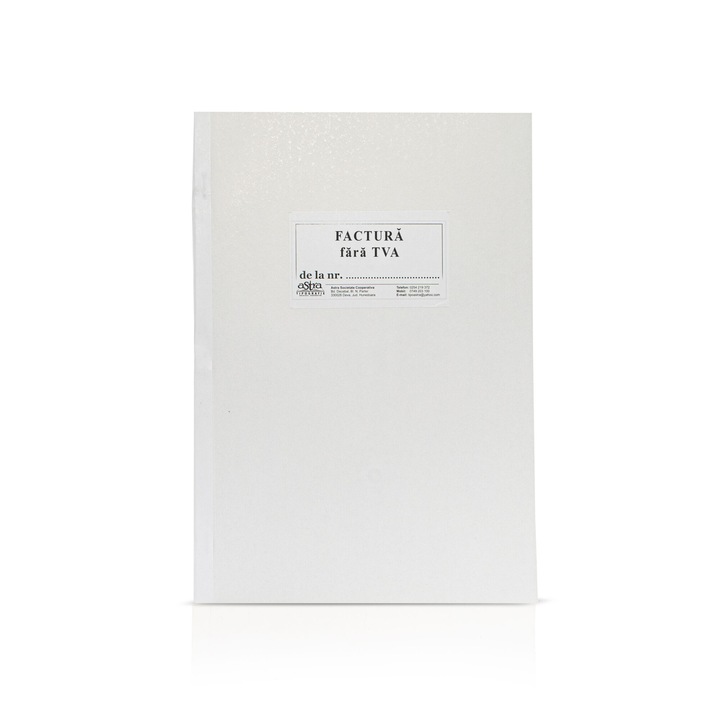 Factura fara TVA A4, 150 file, hartie autocopiativa, 3 exemplare, coperta carton, landscape