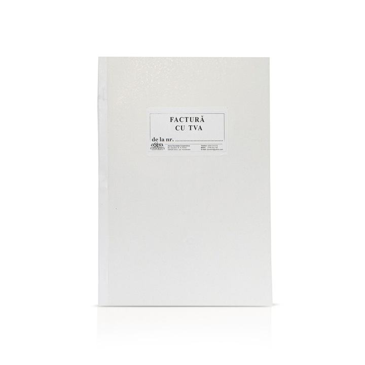 Factura cu TVA, A4, 150 file, hartie autocopiativa, 3 exemplare, coperta carton, landscape
