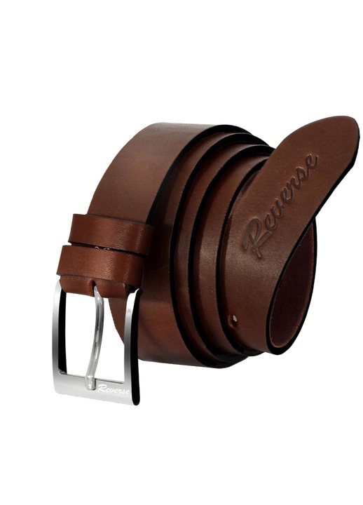 Curea barbati, Reverse, din piele naturala, Maro, 115