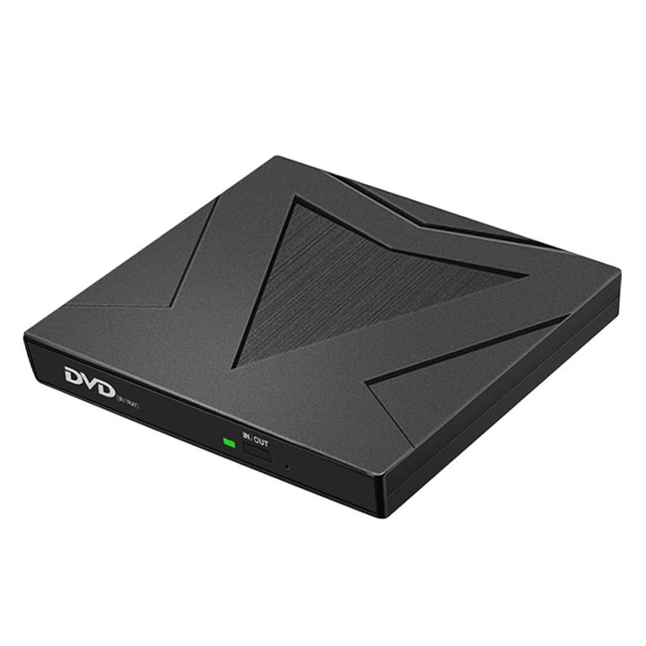 Външно CD/DVD оптично устройство, Rqiurpn, USB 3.0, 2MB, черно
