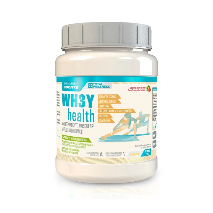 Wh3y Health Complex Post Workout Cu 5 Surse De Proteine + Colostru + Enzime Digestive Produs Lacto Vegetarian Cutie Cu 490g 14 Serviri