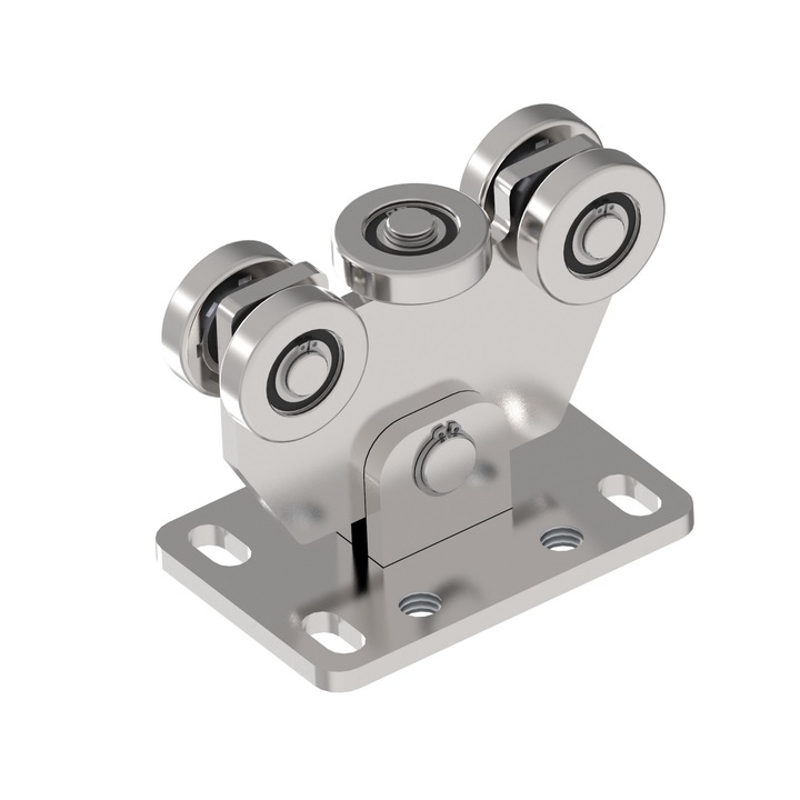 Carucior cu 5 role pentru poarta 60X60 Aisi 304