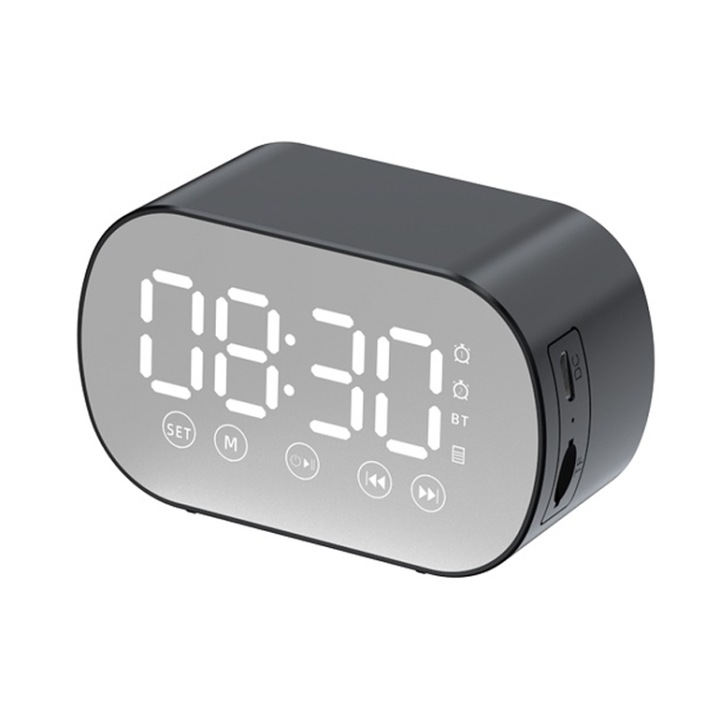 Boxa portabila Bluetooth, Ceas de alarma Mini S15, Card wireless, Bluetooth, Negru