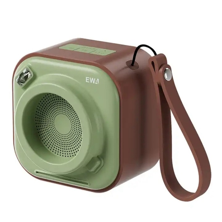Boxa portabila Bluetooth, Mini Stereo, rezistent la apa IPX7, TWS, 12 ore de redare, maro verde
