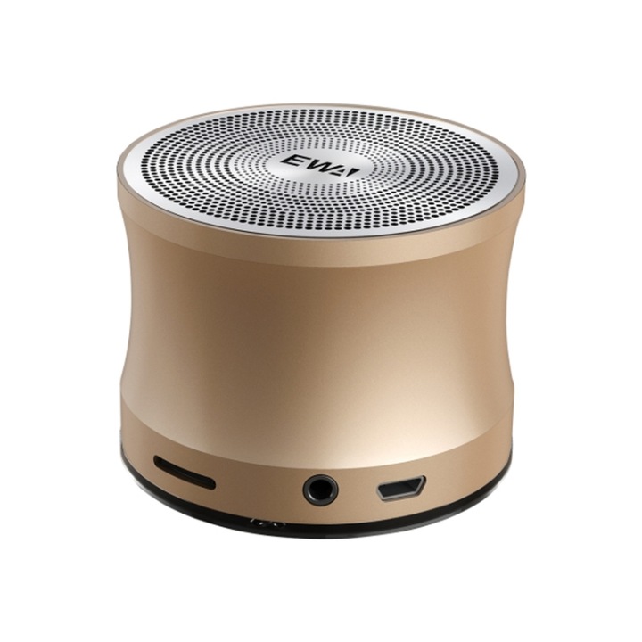 Boxa portabila Bluetooth, TWS Stereo, Design metalic, Sunet de inalta definitie, Auriu