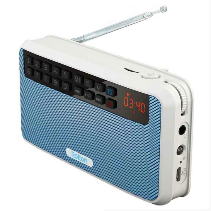 Boxa portabila Bluetooth, Rolton E500, 21 canale, radio FM, microfon incorporat, albastru