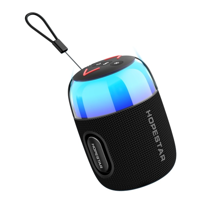 Boxa portabila A+ LZ33, Bluetooth, LED-uri, Stereo, Cititor card TF, Radio FM, Negru