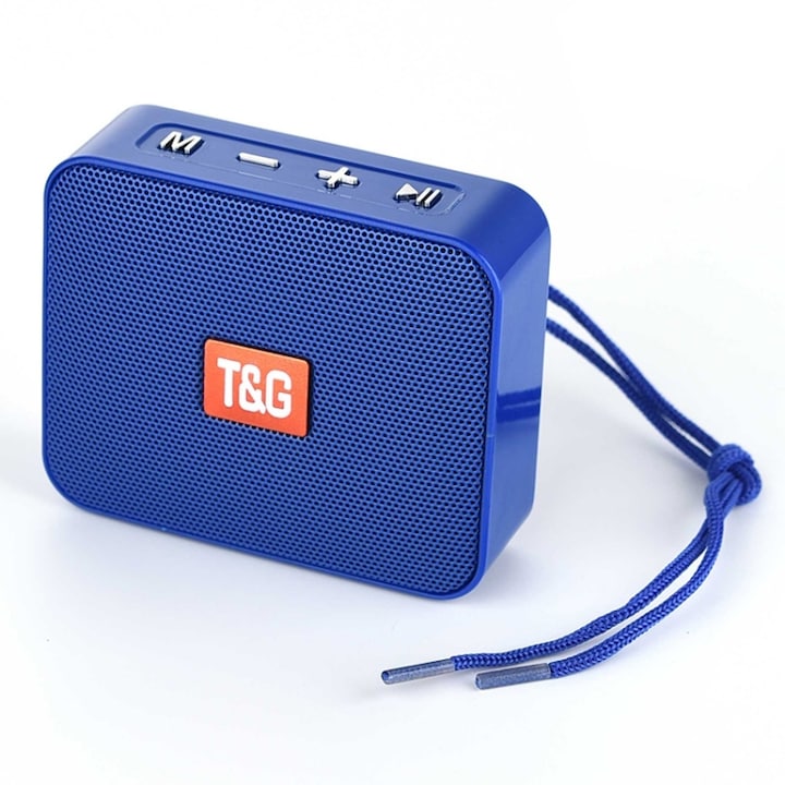 Boxa portabila Bluetooth, lumina RGB, rezistent la apa, FM, card TF, albastru cerului