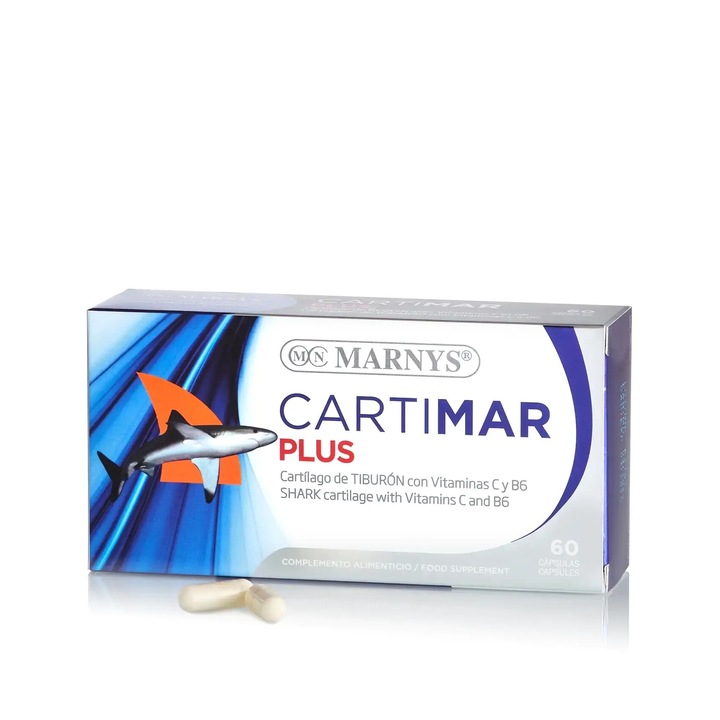 Cartimar Plus Cartilaj De Rechin + Vitamina C + Vitamina B6 Pentru Articulatii, Tendoane, Ligamente 100% Natural 60 Capsule