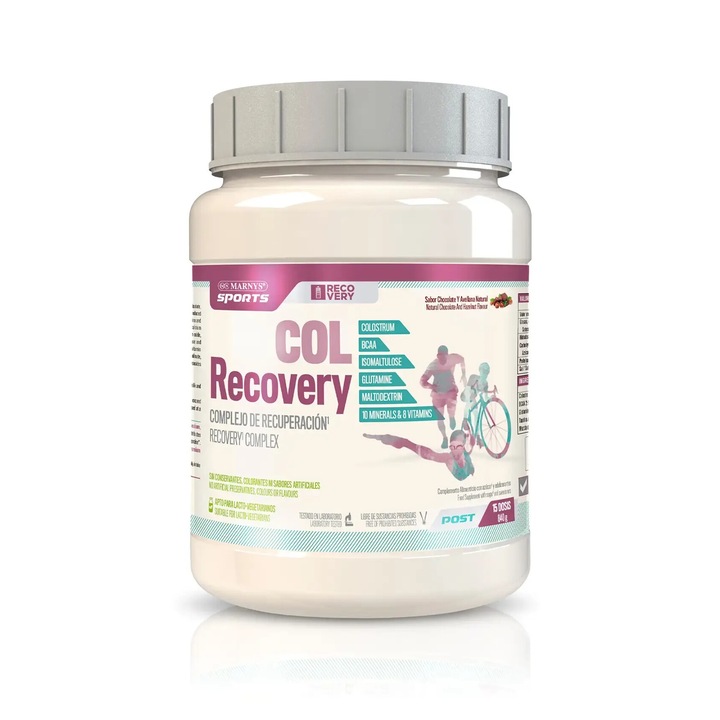 Col Recovery Complex Post Workout Pentru Recuperare Dupa Antrenament Cu Proteine, Carbohidrati + Bcaa + Colostru + B Complex + 9 Minerale + Enzime Digestive Produs Lacto Vegetarian Cutie Cu 660 G 11 Serviri