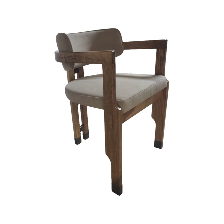 Kézzel készített szék tömör diófából, bársony kárpitozással