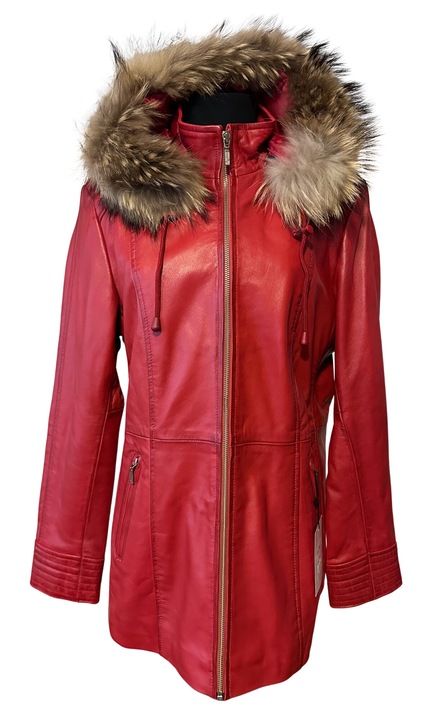 Geaca de piele premium pentru femei GDP-886A, Rosu