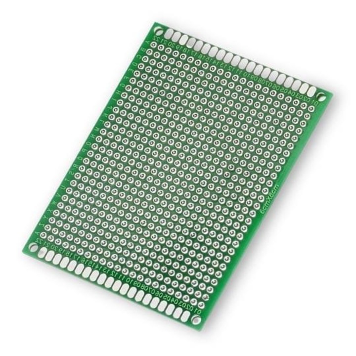 Placa PCB universala, cu doua fete, prototipuri, 60 x 80 x 1, 6 mm, verde