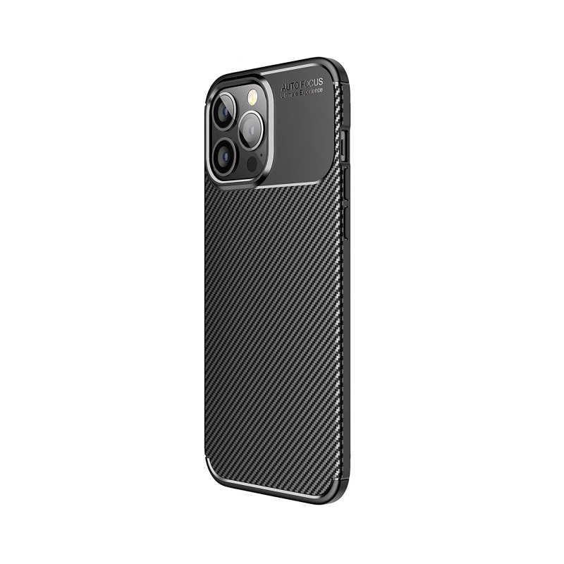 Husa de silicon TPU compatibila cu iPhone 16, Carbon Design Autofocus, Ultra Protect, Anti-Soc / Negru