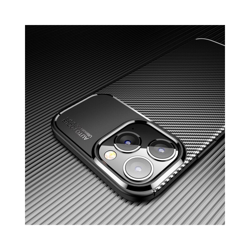 Husa de silicon TPU compatibila cu iPhone 16, Carbon Design Autofocus, Ultra Protect, Anti-Soc / Negru