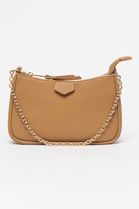 Francesca Rossi, Geanta de piele ecologica cu bareta din lant pentru umar, Camel