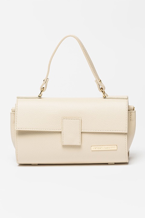 Antonia Moretti, Fedőlapos bőr válltáska levehető pánttal, Világosbézs