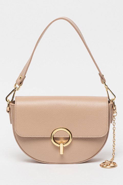 Chiara Canotti, Geanta crossbody din piele cu clapa, Roz prafuit