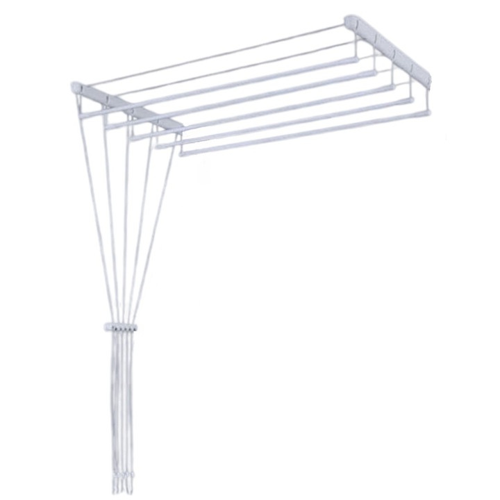 Mennyezeti ruhaszárító, metál, 5 rúd, Naimeed D6840, 180x50x320cm, fehér