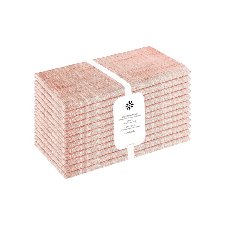 Set 12 Servete de masa, 45x45 cm, 100% bumbac moale, Roz