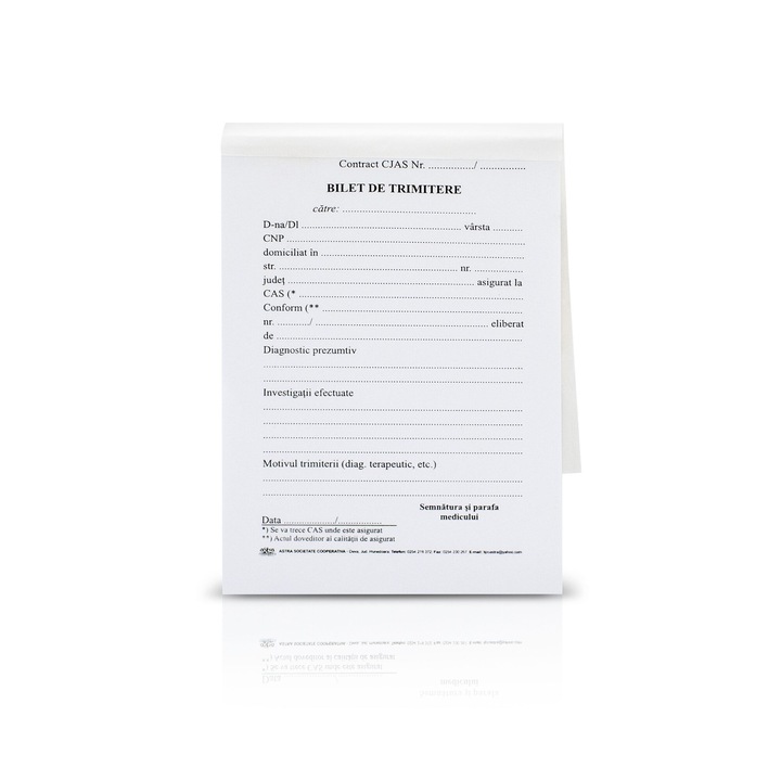 Bilet de trimitere, A6, 100 file, hartie 70 g, coperta hartie, landscape