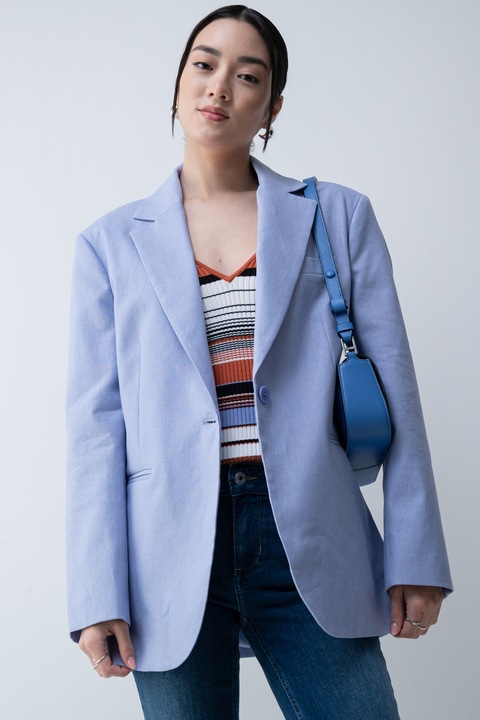 Liu Jo, Sacou din in si bumbac cu slituri pe partea din spate, Violet deschis