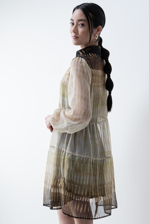 Liu Jo, Къса рокля с ефирно покритие, Маслинено зелено