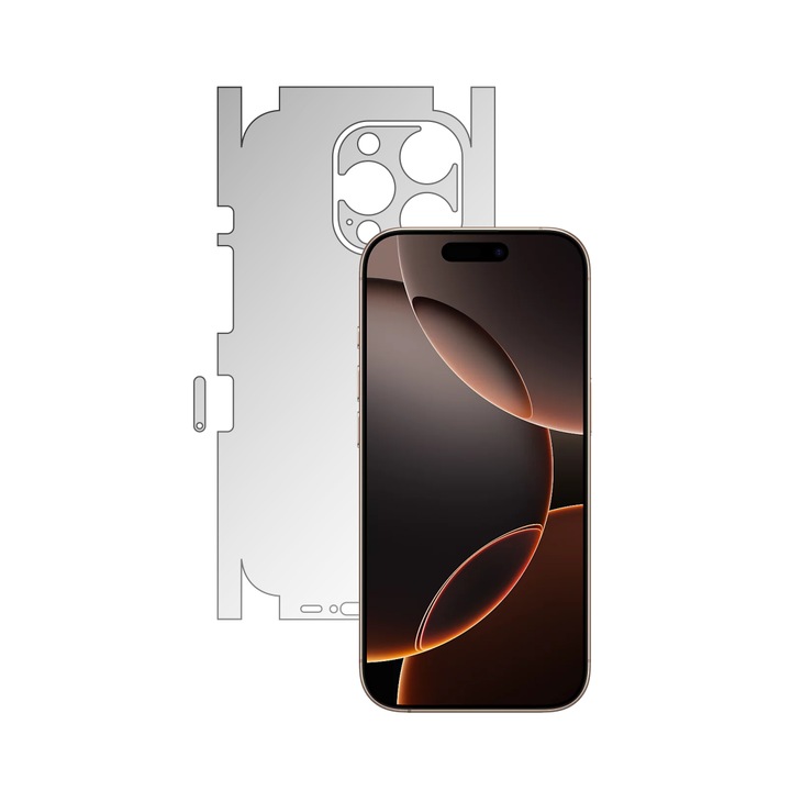Folie Protectie Spate iSkinz pentru Apple iPhone 16 Pro Max - Invisible Skinz HD, 360 Cut, Ultra-Clear pentru Carcasa Spate si Laterale, Skin Adeziv Transparent