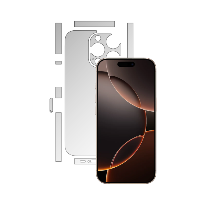 Защитно фолио за гръб iSkinz Самовъзстановяващо се, за Apple iPhone 16 Pro - Invisible Skinz UHD, Split Cut, Ultra-Clear Silicone for the Back Cover, Transparent Adhesive Skin